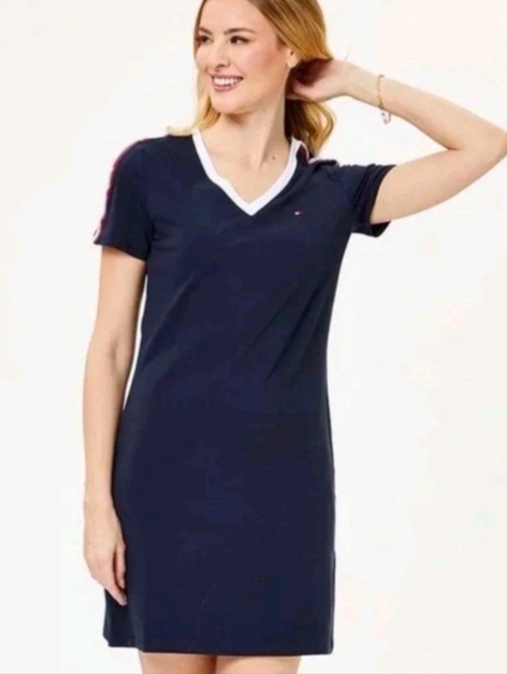NWT Tommy Hilfiger Navy V-Neck T-Shirt Dress Sz S